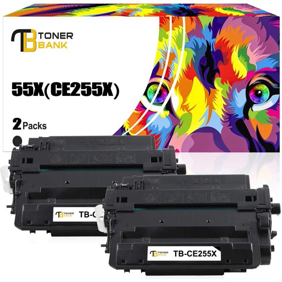 Toner Bank Compatible Toner for HP 55X CE255X Printer Ink (Black, 2-Packs)