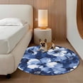thumbnail image 2 of Round Rugs 4Ft, Navy Blue Spring Floral Round Area Rug Washable Indoor Throw Carpet, Watercolor Summer Flower Soft Non Slip Circle Rug for Kitchen Nursery Room Home Decor Aesthetic, 2 of 8