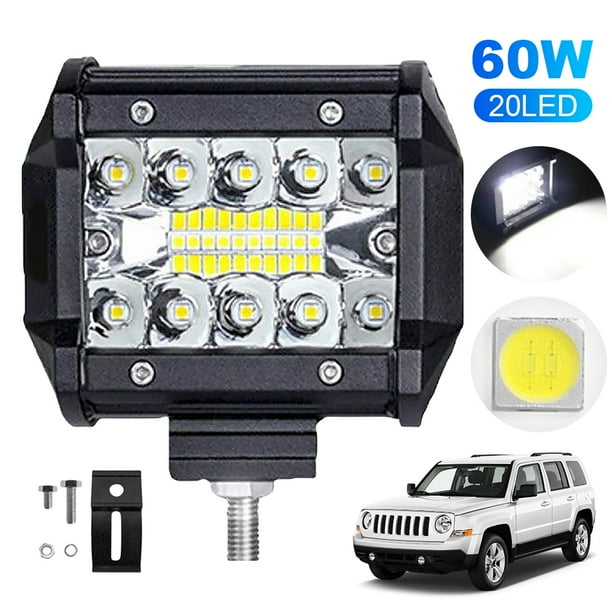 Barra Luces LED para Coche 4 Pulgadas 6000K 20 Focos Campo A Través Lámpara Antiniebla
