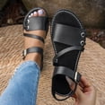 thumbnail image 2 of Abtuhar Womens Flats Shoes Solid Color Roman Style Open Toe Buckle Strap Beach, 2 of 5