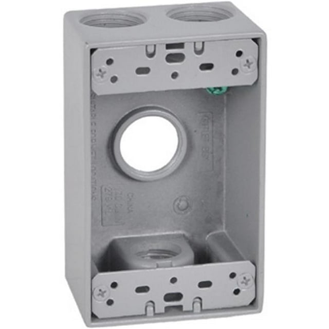 FSB75-4 1 Gang Rectangular Outlet Box With Four 0.75 in. Holes, Gray