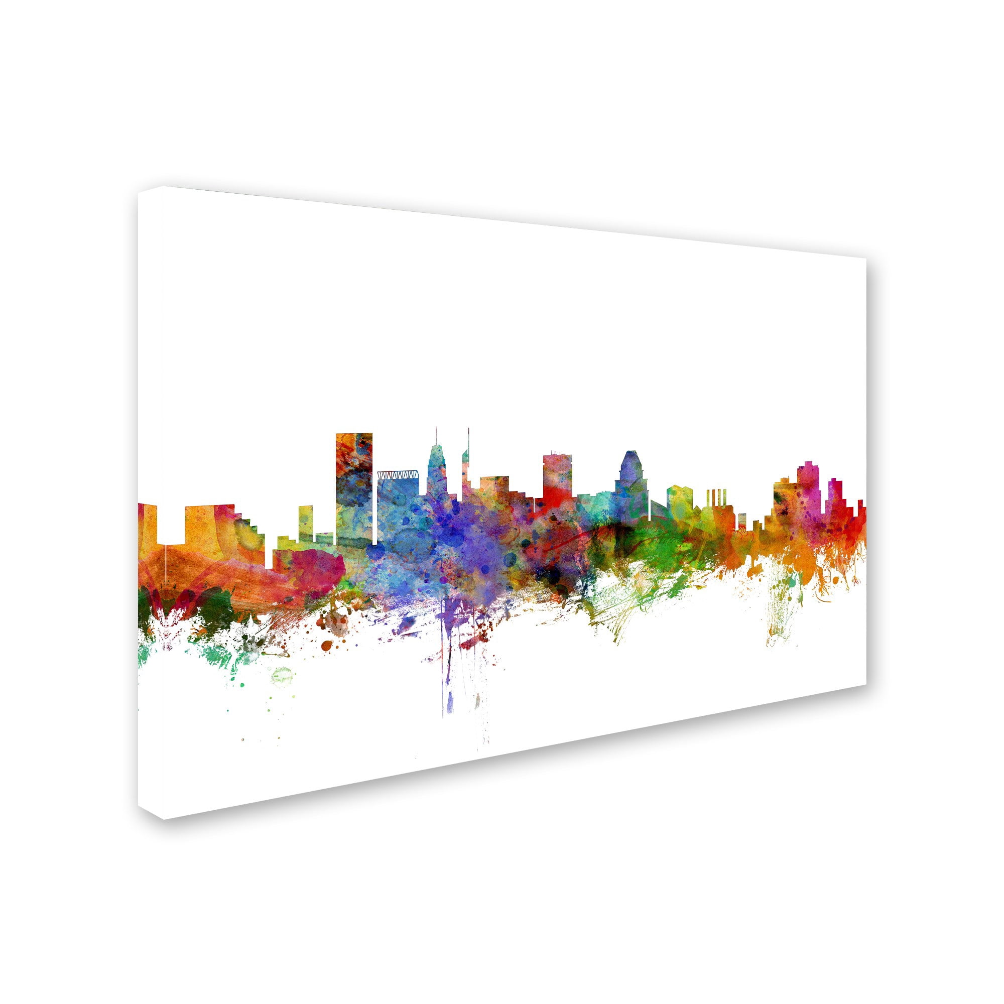 Trademark Fine Art "Baltimore Maryland Skyline" Canvas Art by Michael Tompsett