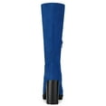 thumbnail image 2 of Unique Bargains Bottes à Talon Bloc Mi-Mollet pour Femme Bleu Foncé (Taille 7,5), 2 of 7