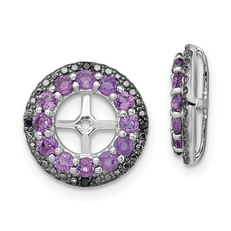 ICE CARATS 925 Sterling Silver Purple Amethyst Black Sapphire Earrings Jacket Birthstone February Fine Jewelry Ideal Gifts For Women Gift Set From Heart