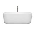 thumbnail image 3 of Ursula 67" Freestanding Bathtub in White with Floor Mounted Faucet, Drain and Overflow Trim in Brushe, 3 of 7