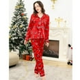 thumbnail image 2 of WBQ Silk Satin Pajamas Set Family Matching Two-Piece Nightwear Long Sleeve Sleepwear Soft Button Down Loungewear Pjs Set,A6, 2 of 9