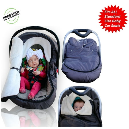 Infant Baby Car Seat Cover - Weatherproof Sneak A Peek Stroller Cover for Cold Winter Weather - Amazingly Comfy Car Seat Cover with A Universal Fit - Infant Car Seat (Best Winter Car Seat Cover)