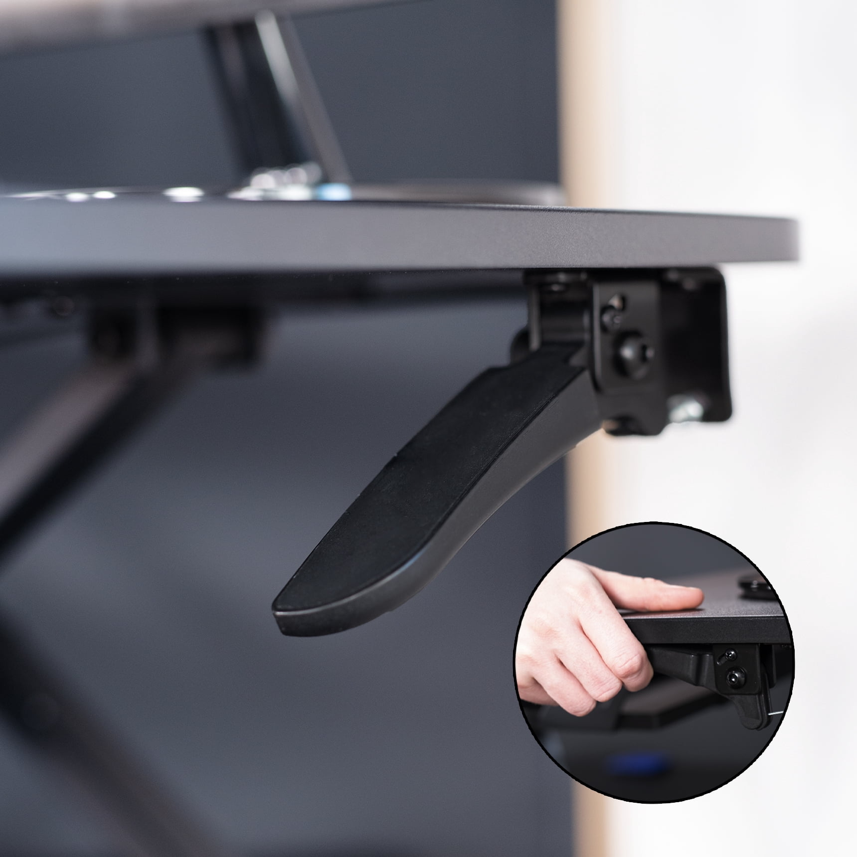 VIVO Black Corner Height Adjustable 38" Standing Desk Tabletop Monitor Riser