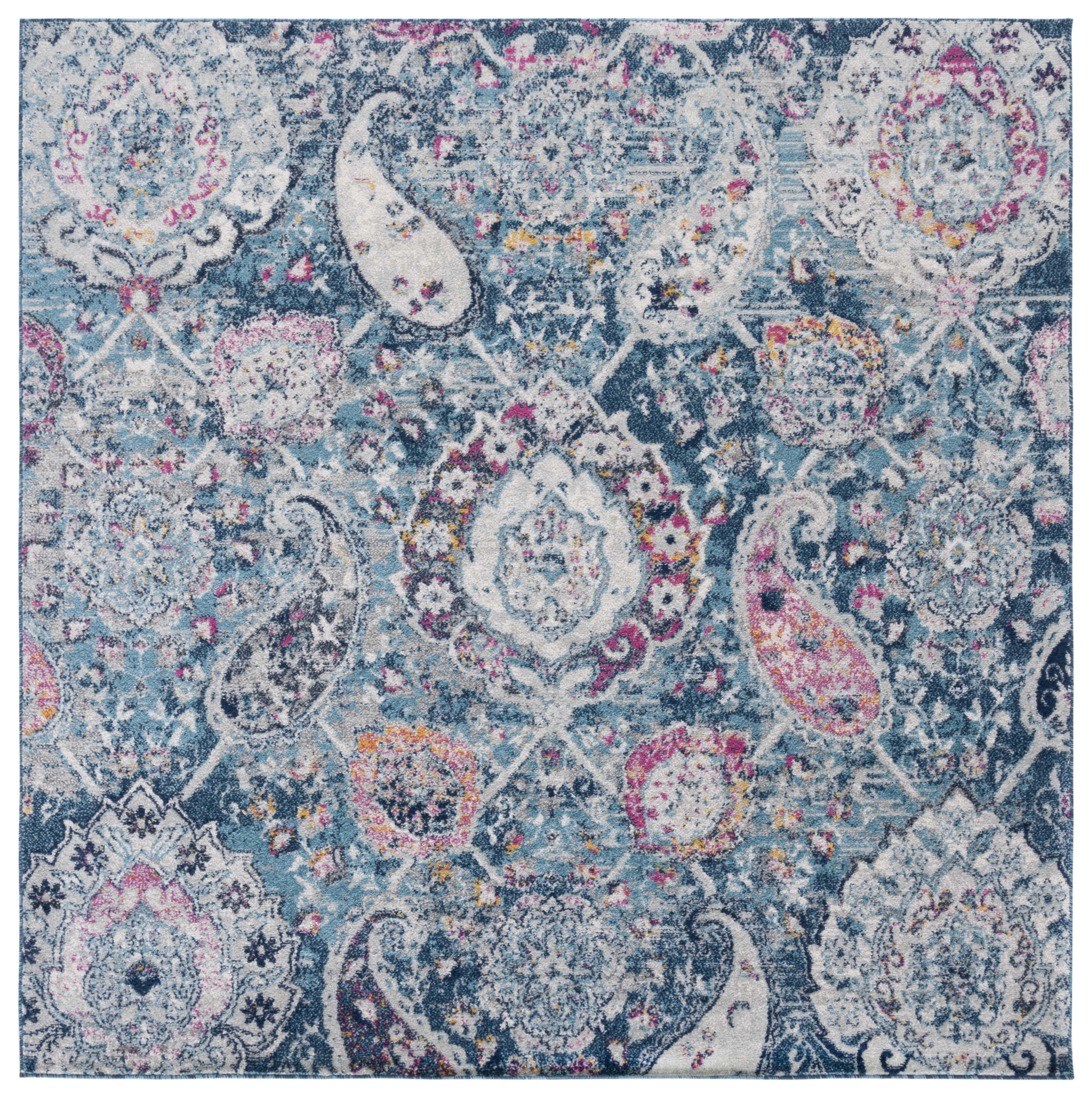 Safavieh Madison Hope Floral Area Rug, Blue/Gray, 3' x 3' Square