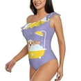 thumbnail image 3 of Yiaed Corgi Washing in Bathtub Print Women One Piece Swimsuits Tummy Control One Shoulder Bathing Suits Pattern Ruffle Swimwear-Medium, 3 of 8