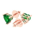 thumbnail image 2 of 1.5 ct Screw-Back Stud Earrings for Women | 6.0mm Heart Cut Simulated Emerald | 18K Rose Gold, 2 of 5