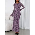 thumbnail image 3 of PRETTYGARDEN Women's Floral Bodycon Maxi Dress Fall Elegant Mesh Long Sleeve Formal Wedding Guest Cocktail Dresses, 3 of 8