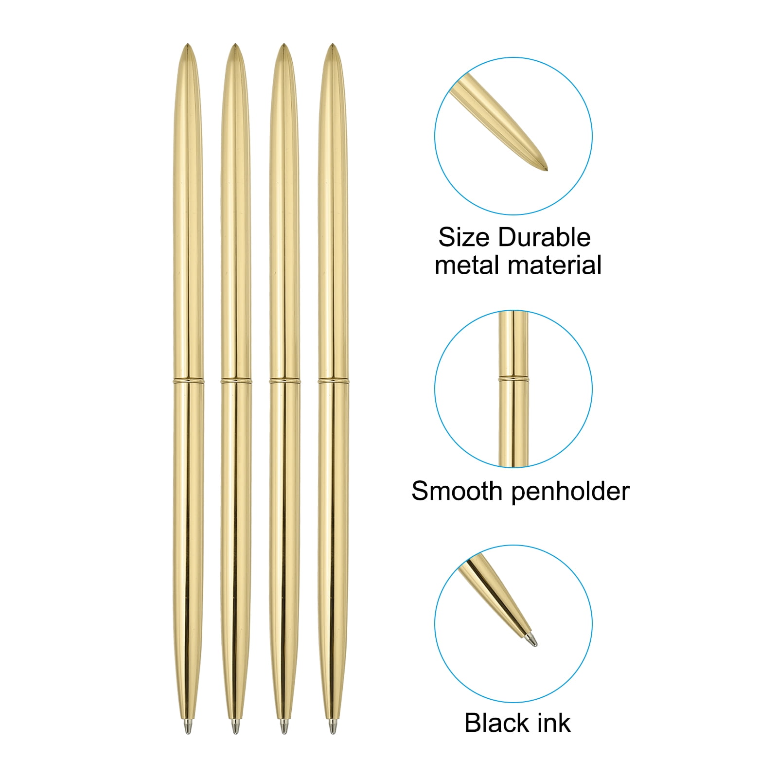 Uxcell 25 Piece Slim Metal Ballpoint Pen, 1.0 mm Retractable Metallic Twist Writing Pen for Home Office, Gold Tone