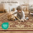 thumbnail image 4 of ODIKA 9'x12' Washable Area Rug Boho Large Vintage Damask Field Panel Symmetry Bohemian Teal for Great Room, Indoor Concept, Living Low Pile, Flatwoven, 4 of 7
