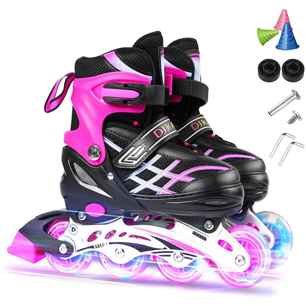Details about   Kids Adjustable Roller Skates for Girls Boys 2-5 All 8 Wheels Medium Pink 