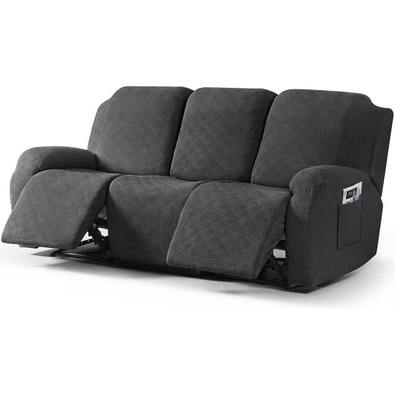 Recliner Couch Covers Reclining Couch Covers for 3 Cushion Sofa Slipcovers Stretch Soft Washable (Three-Seater, Dark Gray)