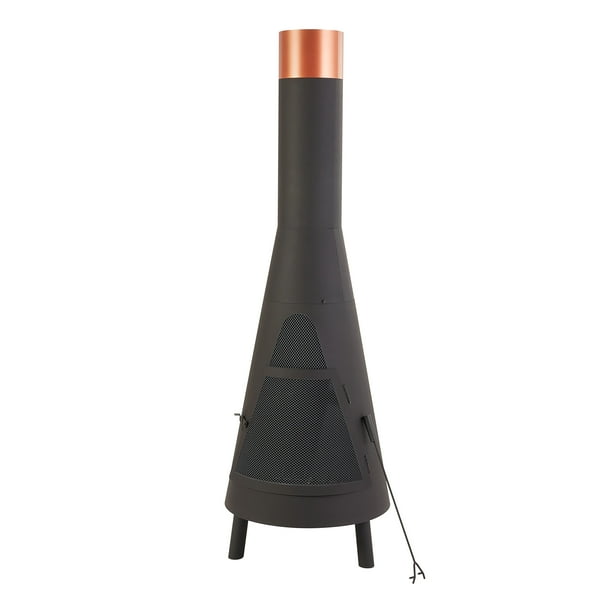 Mainstays 67” Round PowderCoatedBlack Finish Steel Chiminea