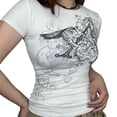 thumbnail image 2 of Gupgi Women Punk T-Shirts Vintage Graphics Print Tees Short Sleeve Slim Fit Tops, 2 of 8