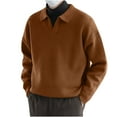 thumbnail image 2 of UVEASISHA Mens Fall Knitted Sweater Soft Long Sleeve Lapel Knit Pullovers Solid Color Casual Loose Sweaters Dressy Trendy Office Tops Christmas Sales Today Coffee 3XL, 2 of 6
