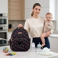 thumbnail image 5 of Baby Essentials Diaper Bag Backpack for Newborns, Infants, Toddlers (Matching Changing Pad, Pacifier Pouch, Insulated Bottle Pockets, Stroller Straps) Black & Cherries Print, 5 of 8