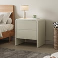 thumbnail image 6 of FURNIWAY Set of 2 Curved Nightstand with 2 Drawers, Wooden Bedside Table with Pop-up Design, Modern End Table for Bedroom, Living Room, Beige, 6 of 8