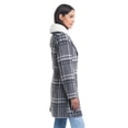 thumbnail image 4 of Sam & Libby Ladies Long Sleeve Faux Wool Plaid Coat, 4 of 7