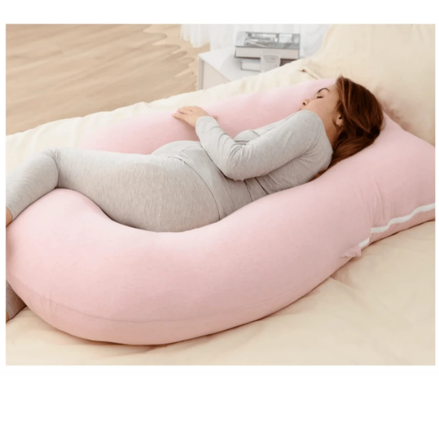Best-selling U-shaped pregnant pillow - promotes side sleeping, supports the waist and abdomen. An essential item for pregnant women when sleeping.