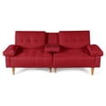 thumbnail image 3 of Sofá Cama De Lino Rojo Modelo Hendrix Makora Con Portavasos, 3 of 8