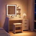 thumbnail image 4 of Asofer Vanity Desk with Mirror and Adjustable Light, White Makeup Vanity Set with 5 Drawers for Bedroom, Dressing Room, 4 of 10