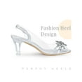 thumbnail image 3 of BLISSFUL STEP Peep Toe Flower Rhines Slingback Clear Block Heels Sandals for Women Silver 5.5, 3 of 6