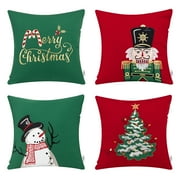 Ashler Christmas Decorative Snowman soldier Series Throw Pillow Cushion Covers 18 x 18 inches, Pack of 4