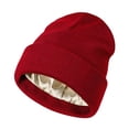 thumbnail image 3 of Gorro holgado y cálido de invierno con interior de seda, ligero y de tamaño universal. Rojo, 3 of 9