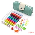 thumbnail image 1 of Juego de 31 piezas de ganchos de ganchillo coloridos, ergonómico, mango suave, marcadores de puntadas, cinta métrica, kit de contador de filas seitruly HA1259-01B, 1 of 6