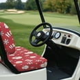 thumbnail image 4 of Yuyamidu Santa Claus Golf Cart Front and Rear Seat Cover Set of 2, HO-HO-HO Golf Cart Seat Cover with Adjustable Straps for Club Car, Christmas, 4 of 8
