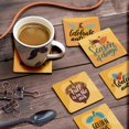 thumbnail image 3 of Inkdotpot Set of 6 Drink Coasters DecorativeNon,SlipCork Base4-inch Square PrintedCoastersEasy Clean- Autumn, 3 of 8