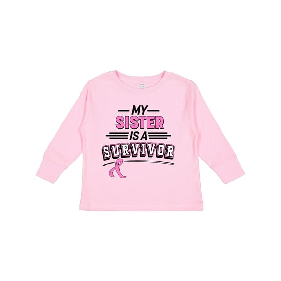 Inktastic My Sister is a Survivor Breast Cancer Awareness Boys or Girls Long Sleeve Toddler T-Shirt