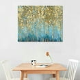 thumbnail image 2 of Nawypu Abstract Canvas Wall Art Decor: Small Size Forest Painting Light Blue Teal Tree Picture Gold Foils Embellishment and Silver Glitter Prints Modern Textured Artwork for Living Room Bedroom, 2 of 6