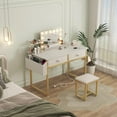 thumbnail image 3 of Makeup Vanity Desk No Mirror with Chair for Girls, White Small Table Set with Fabric Drawers, Power Outlet Without Mirror for Bedroom, 3 of 9