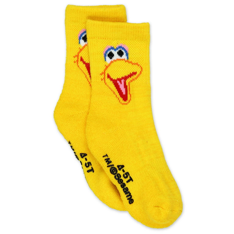 Sesame Street Elmo Baby Toddler Boys Girls 6 Pack Crew Socks with Grippers  (2-3T, Multicolor)