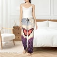 thumbnail image 4 of Cauagu Butterfly Over Lavender Pajama Pants for Women Loose Fit Wide Leg Trouser Pants Casual Elastic Waist Drawstring Lounge Pants, 4 of 6
