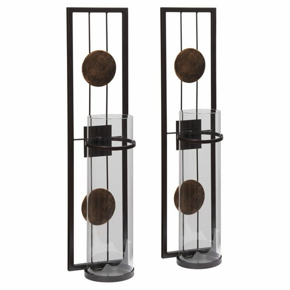 Danya B Metal Medallion Wall Mount Pillar Candle Sconces - Set of 2