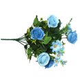 thumbnail image 3 of Ramo de rosas artificiales de 10 ramas con simulación de decoración floral, tela para banquete de boda, flor falsa, azul Yuarrent HA8319-06B, 3 of 6