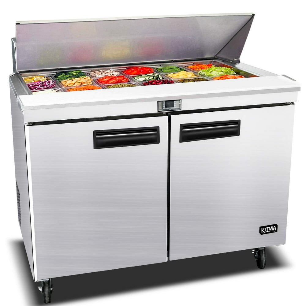 48 Inches 2 Door Mega Top Sandwich Prep Table Refrigerator KITMA 14.7 Cu.Ft Refrigerated Salad