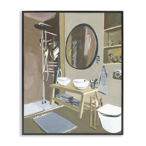Stupell Industries Contemporary Modern Bathroom Interior Design Black Framed Giclee Art, 11 x 14, by Melissa Wang