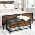 thumbnail image 3 of Industrial Storage Bench, Shoe Bench, Bed End Stool with Padded Seat and Metal Shelf, Storage Chest, Sturdy Steel Frame,Hallway, Living Room, Rustic Brown and Black, 3 of 10