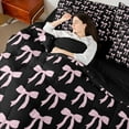 thumbnail image 4 of jejeloiu Chic Bow Tie 7 Pieces Bedding Comforter Set,Pink Ribbon Bowknot Full Bedding Set For Girl Teens Reversible, 4 of 8