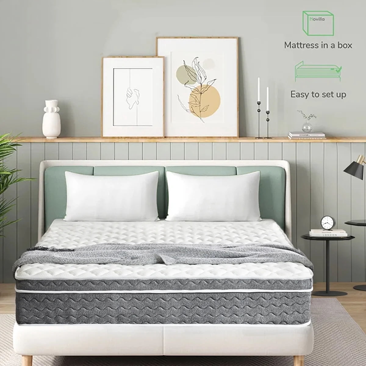 14 inch KIng Mattress[New Version], Cooling Gel Memory Foam Hybrid Mattress in a box,Medium