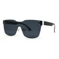 thumbnail image 3 of Panel Shield Lens Horned Rimless Large Sunglasses All Black, 3 of 4