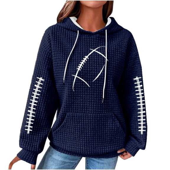 Xudanell Sweatshirt for Women Cotton Long Sleeve Hoodie Colourful Pullover Womens Tops Casual Dark Blue XL