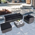 thumbnail image 2 of Patiojoy 6 PCS Patio Rattan Wicker Sectional Padded Sofa Chair Set w/Cushions, 2 of 8